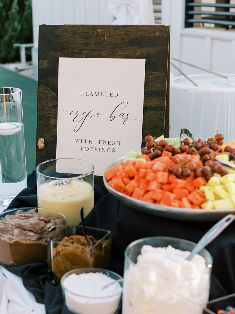 Utah catered crepe bar for a Summer backyard wedding reception in Alpine, Utah | Photographed by Utah Wedding Photographer Alora Lani, a fine art photographer based out of Southern California and Utah
