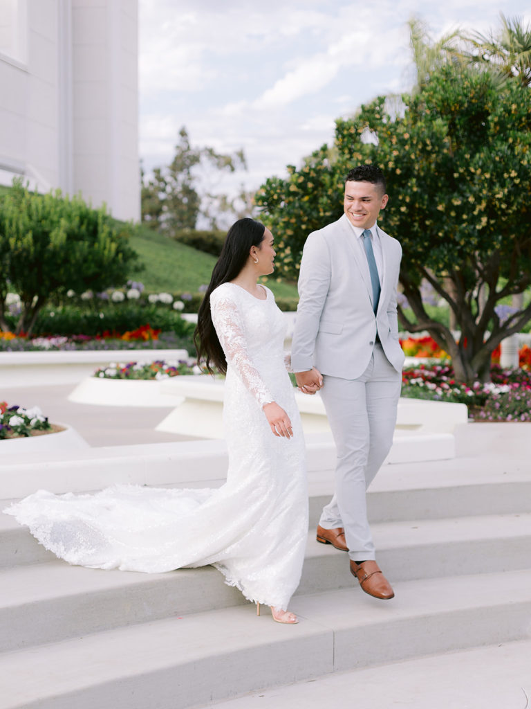 San Diego Formal Wedding Photos at The San Diego Temple | Alora Lani Southern California Wedding Photographer