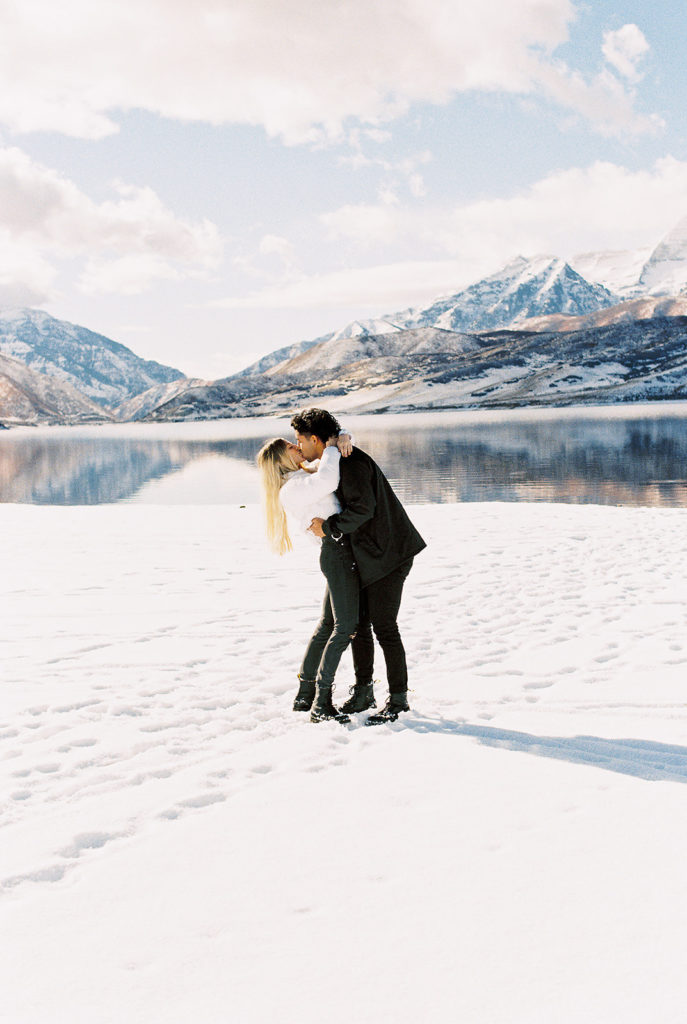 Winter Film Engagement Shoot in Midway Utah by Utah Film Engagement Photographer Alora Lani